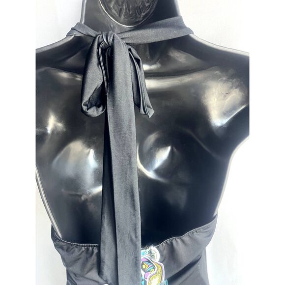 Always Indigo Black Soft Halter Neck Long Dress Maxi Boho Blue S Ethnic Cute - Picture 6 of 9